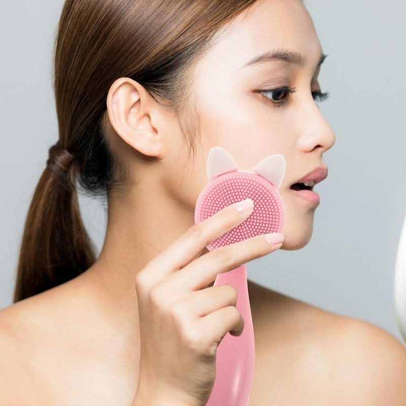 Dual Sided Silicone Face Cleansing Brush With ABS Handle For Women Travel - Image 3